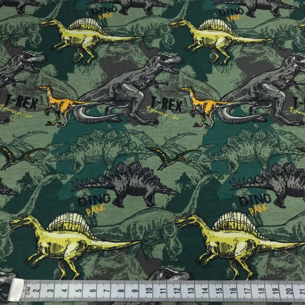 Dinosaur in green cotton