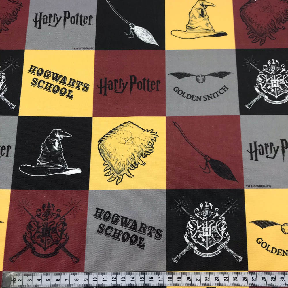Tissu coton Harry Potter Poudlard - noir x 10cm