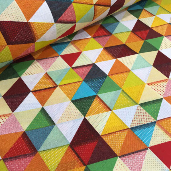 tela loneta geometrico triangulos multicolor