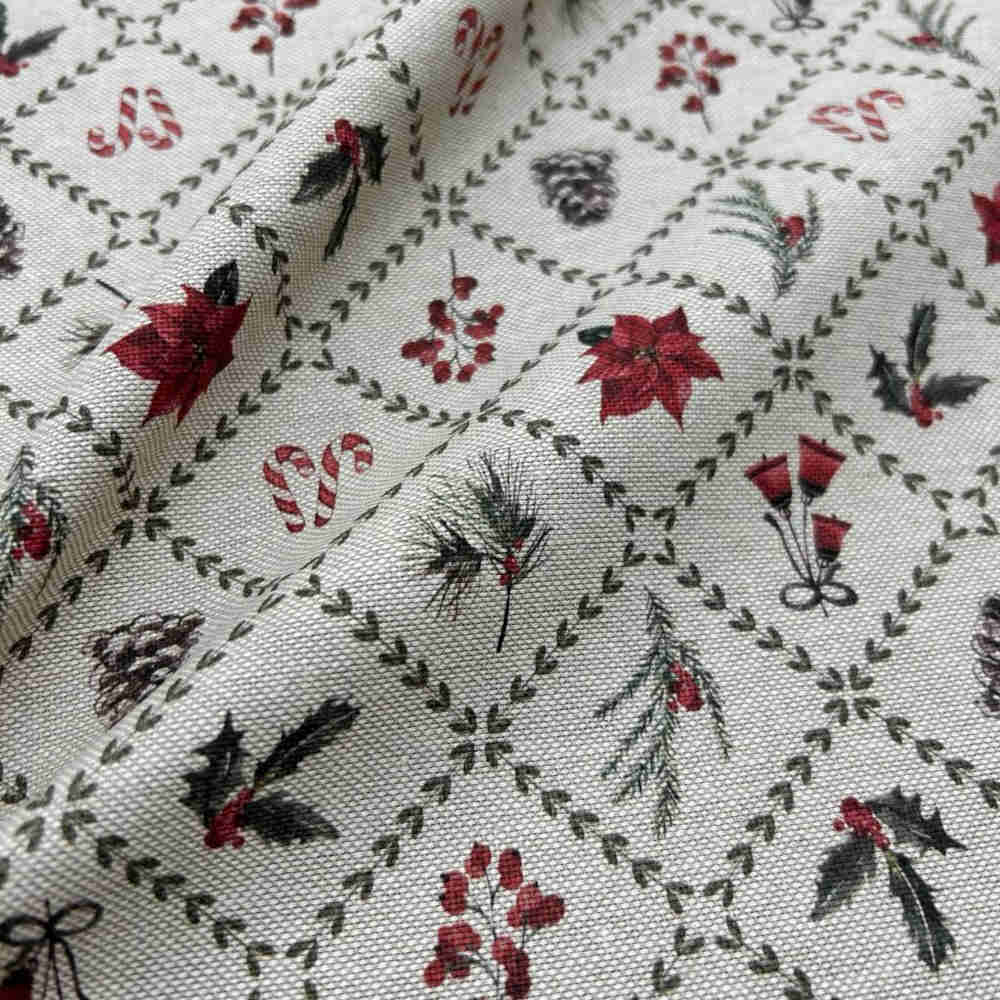 half panama culla fabric christmas flowers