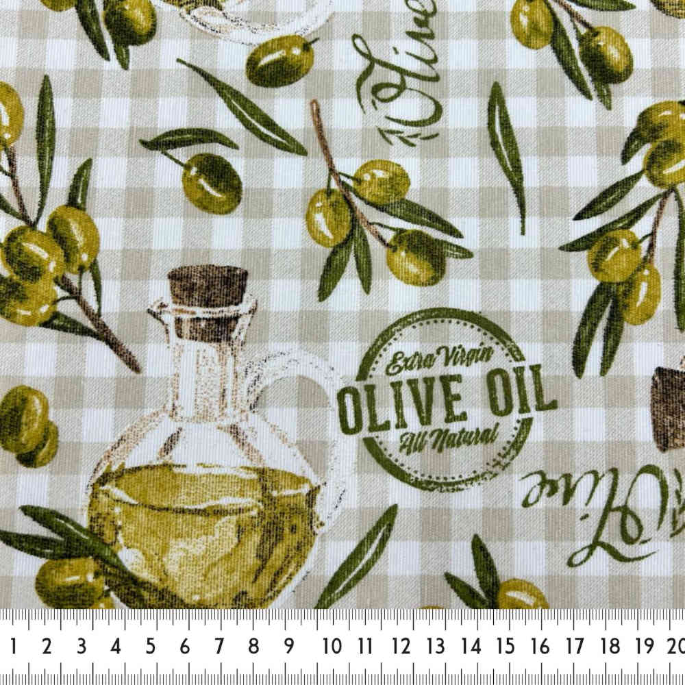 tissu en toile imprimé à l'huile d'olive à carreaux vichy