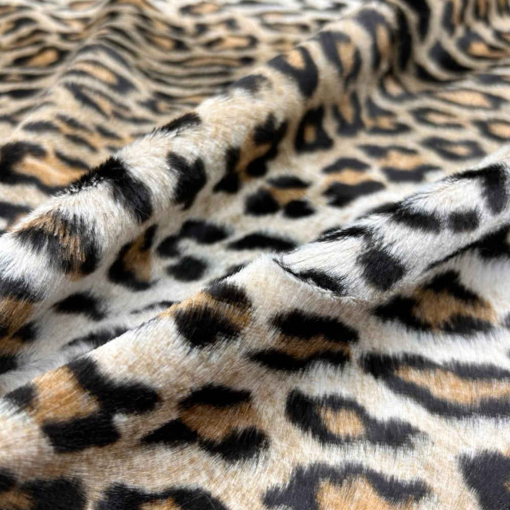 tissu en coton viscose cheveux courts imprimé animalier léopard