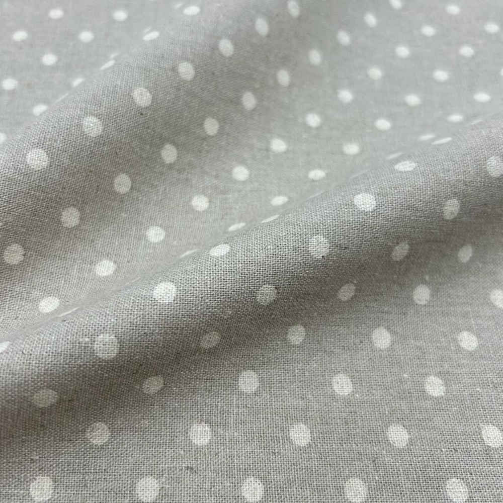 beige polka dot print cotton linen patchwork fabric