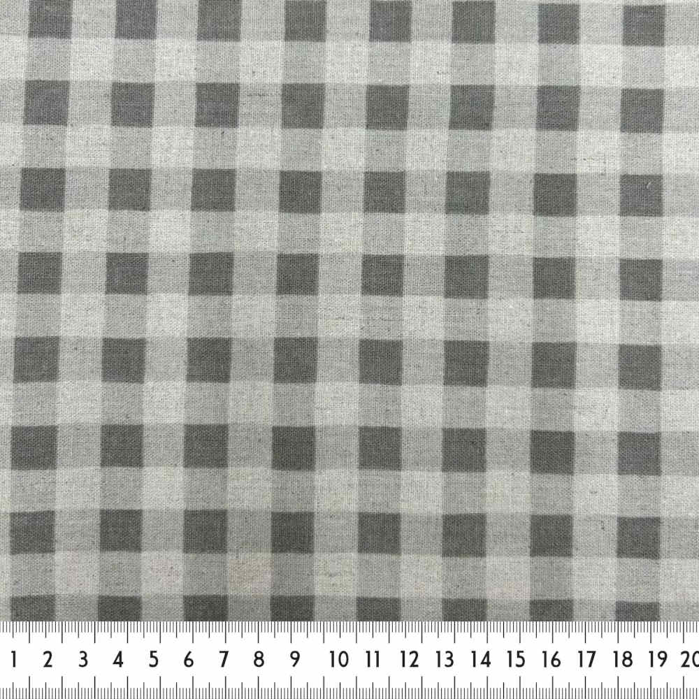 Gray Vichy Cotton Linen Patchwork Fabric