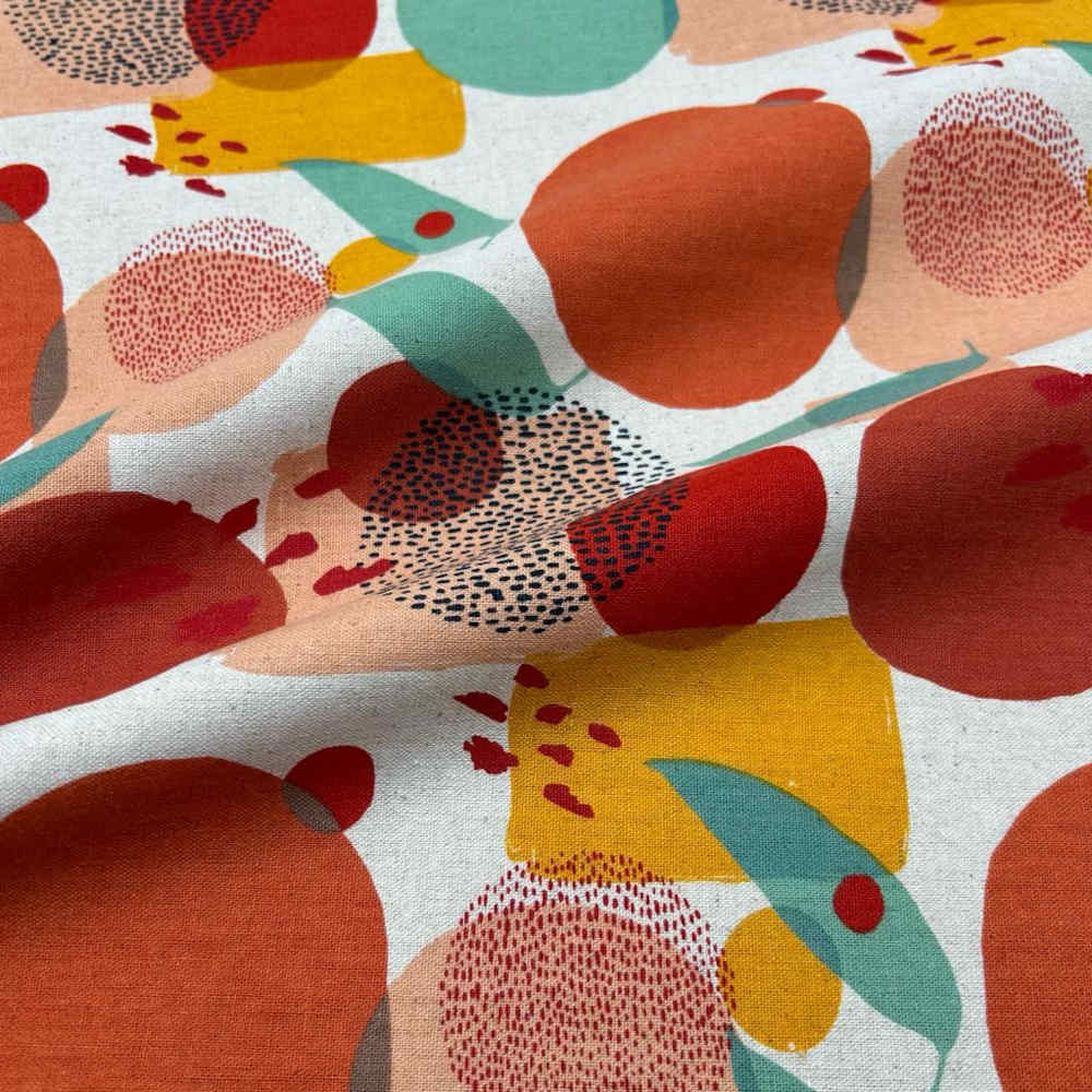 tissu patchwork abstrait en coton et lin