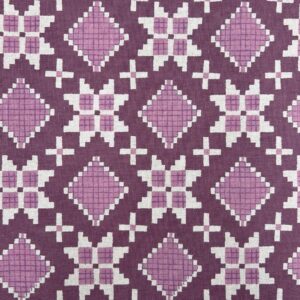 tela patchwork algodón lino geométrico heirloom lila