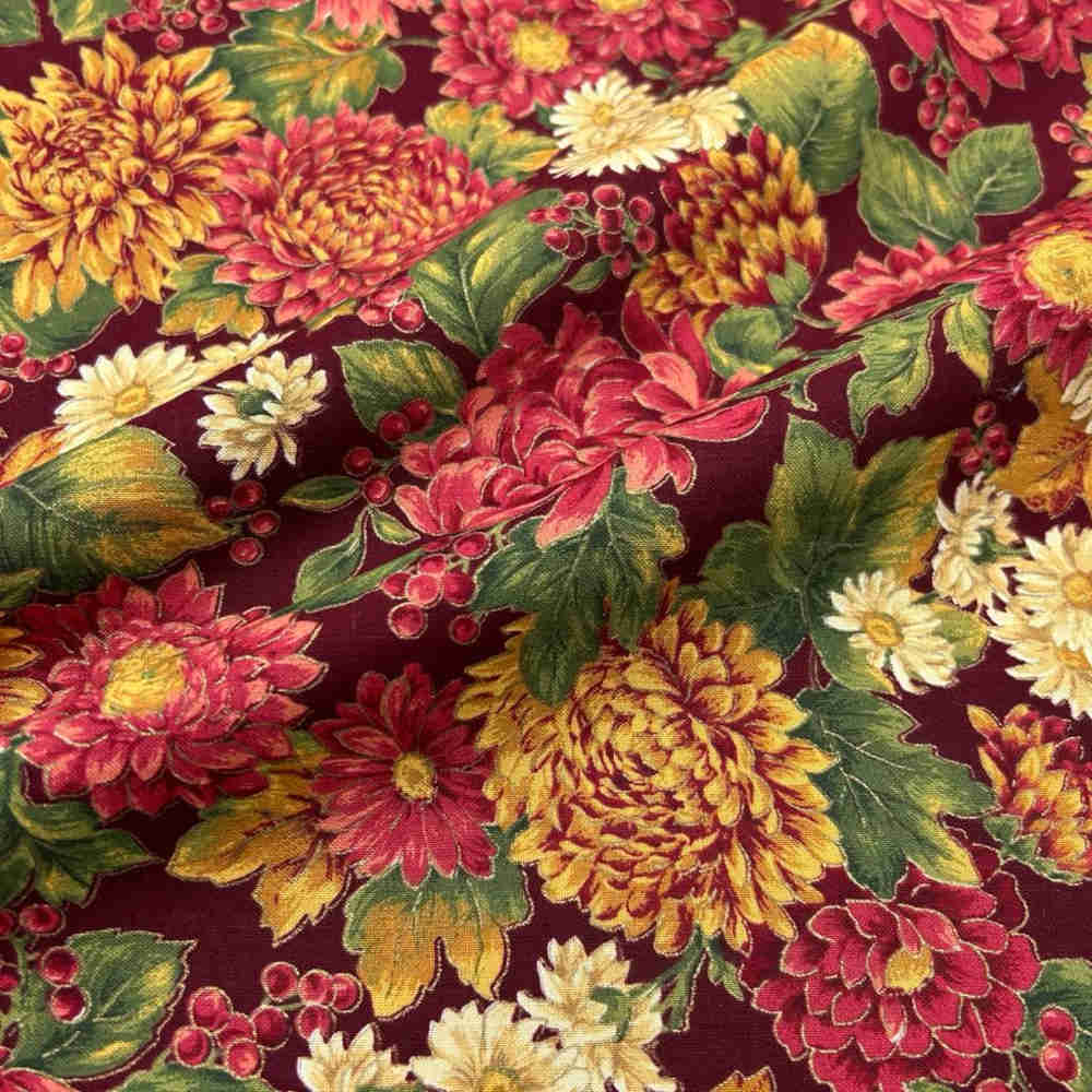 Tissu patchwork américain imprimé floral marron