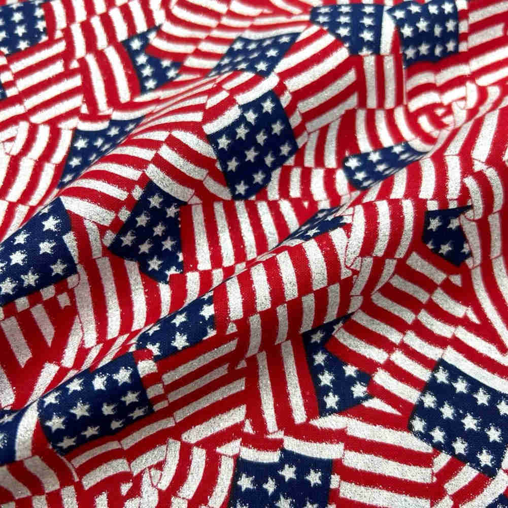 Tissu patchwork américain imprimé de drapeaux des États-Unis