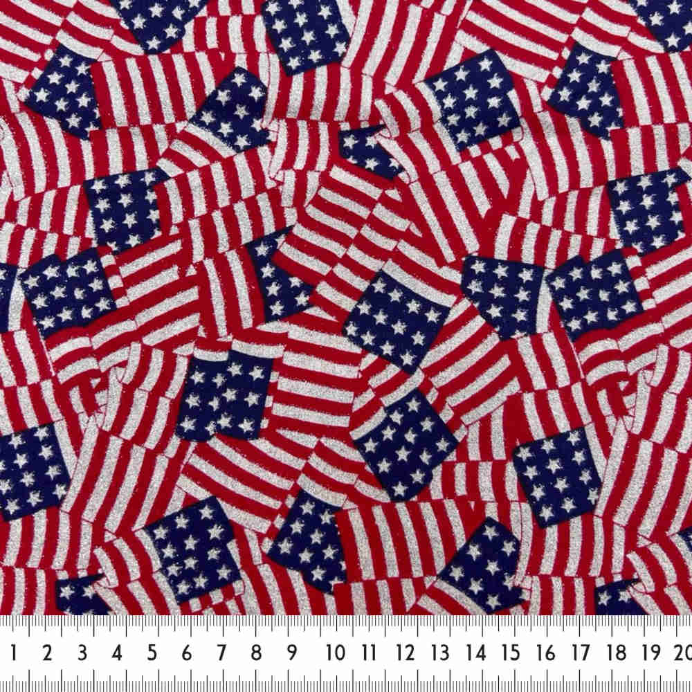 USA quilting fabric printed with American flags