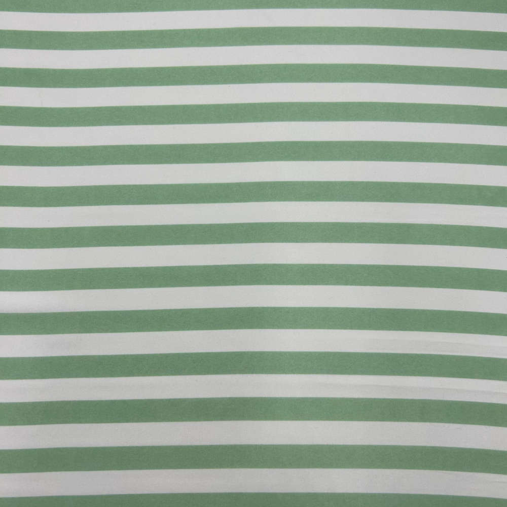 tissu satin imprimé à rayures blanches et vertes