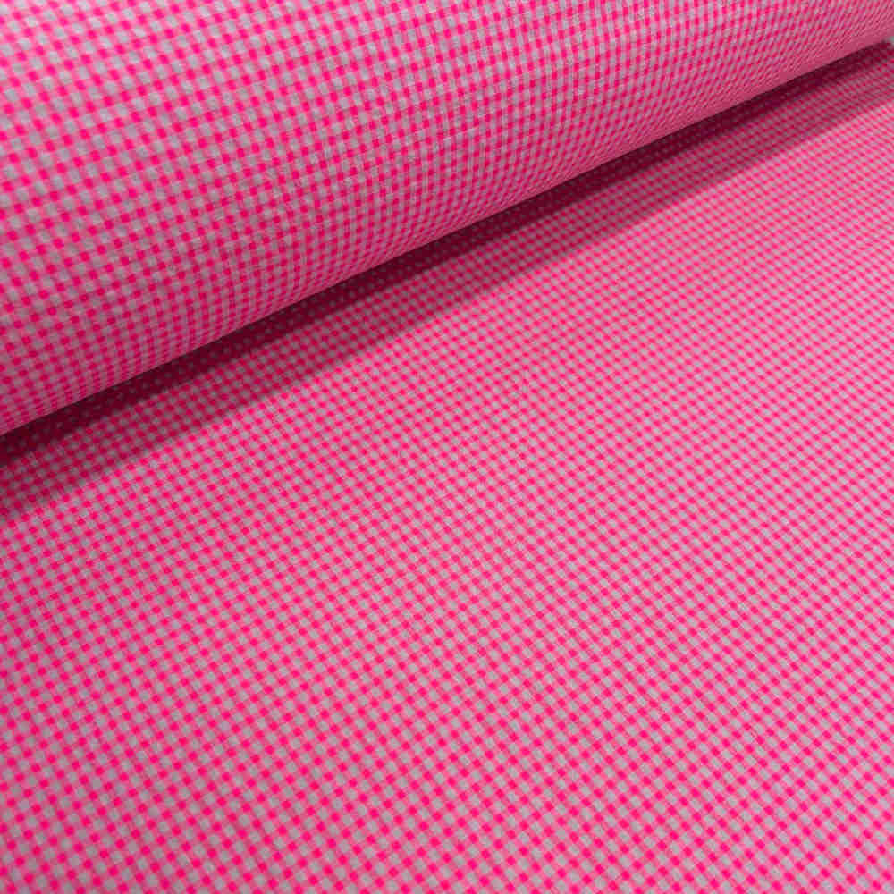 neon pink vichy check seersucker fabric