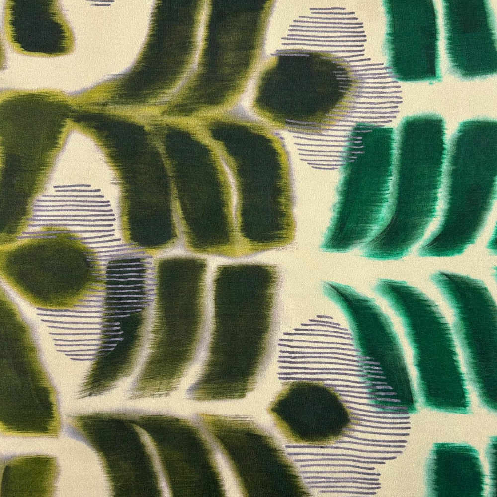 tissu viscose imprimé feuilles abstraites