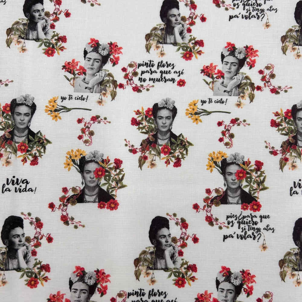 frida kahlo printed cotton fabric viva la vida