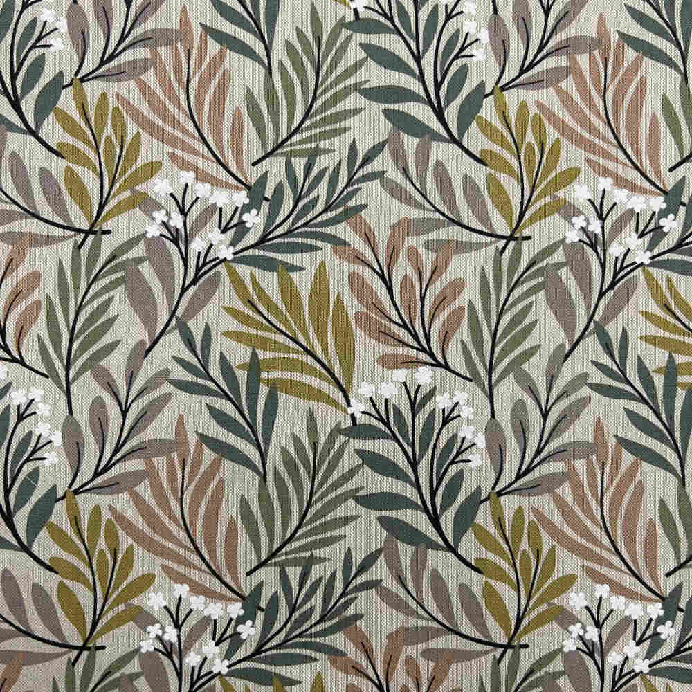 Culla canvas fabric printed with leaves and flowers