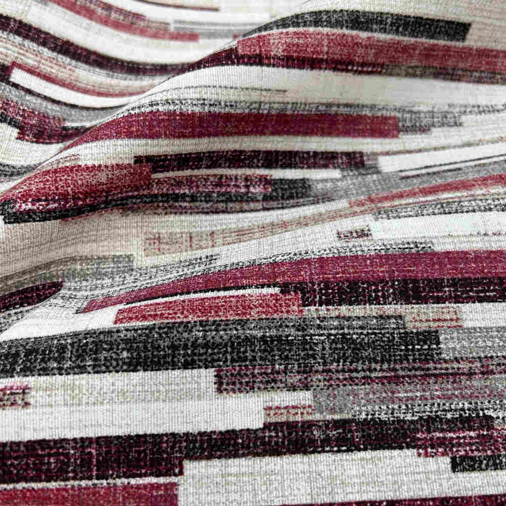 maroon striped printed canvas fabric