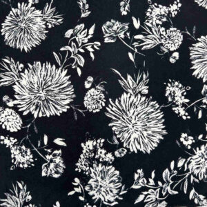 tela raso estampado floral blanco negro slowfashion