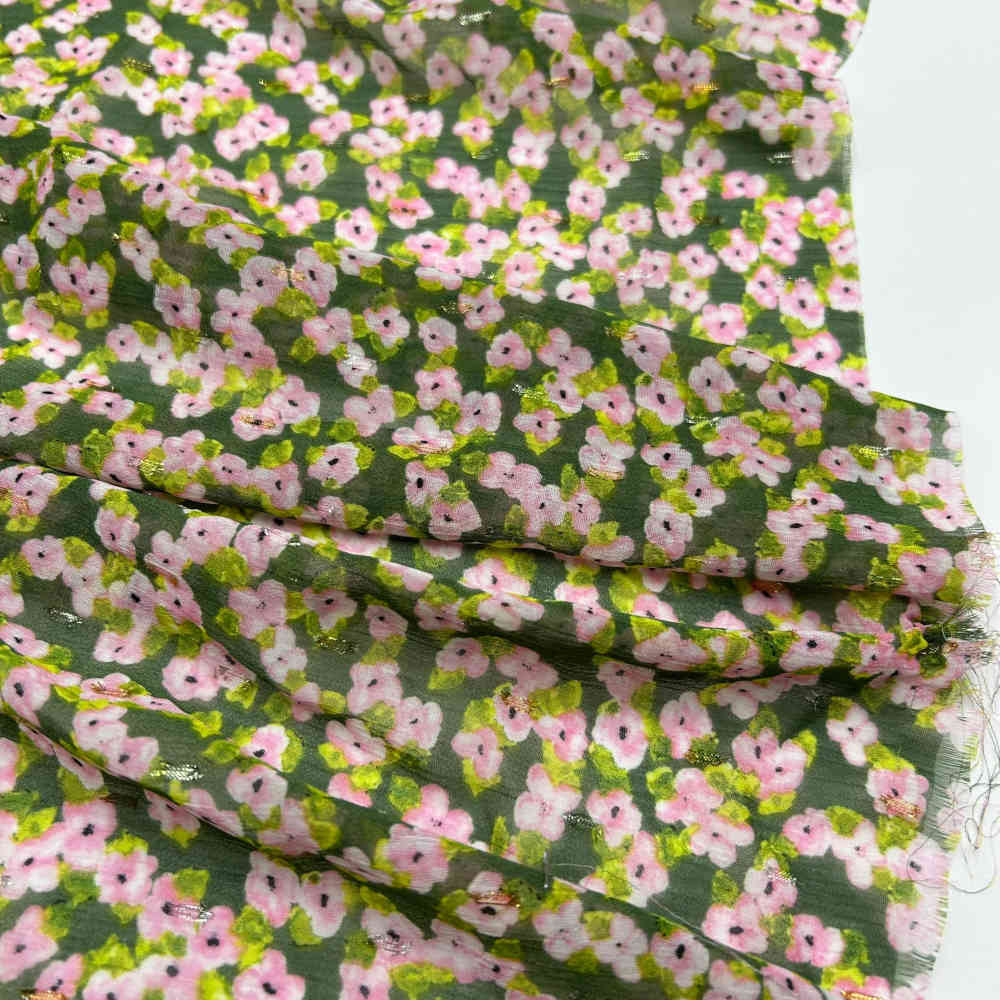 georgette fil coupé lurex fabric floral print sustainable fashion slowfashion