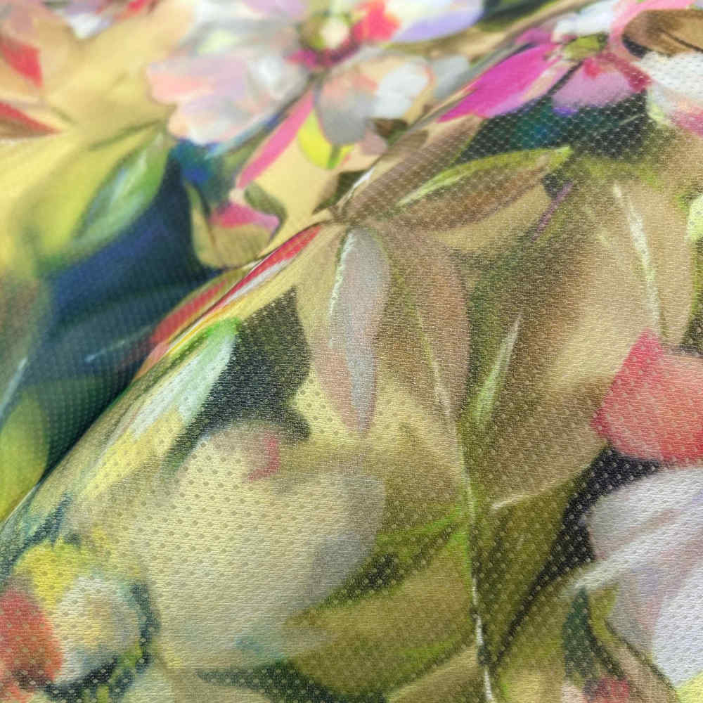 3d mesh fabric floral printed mesh