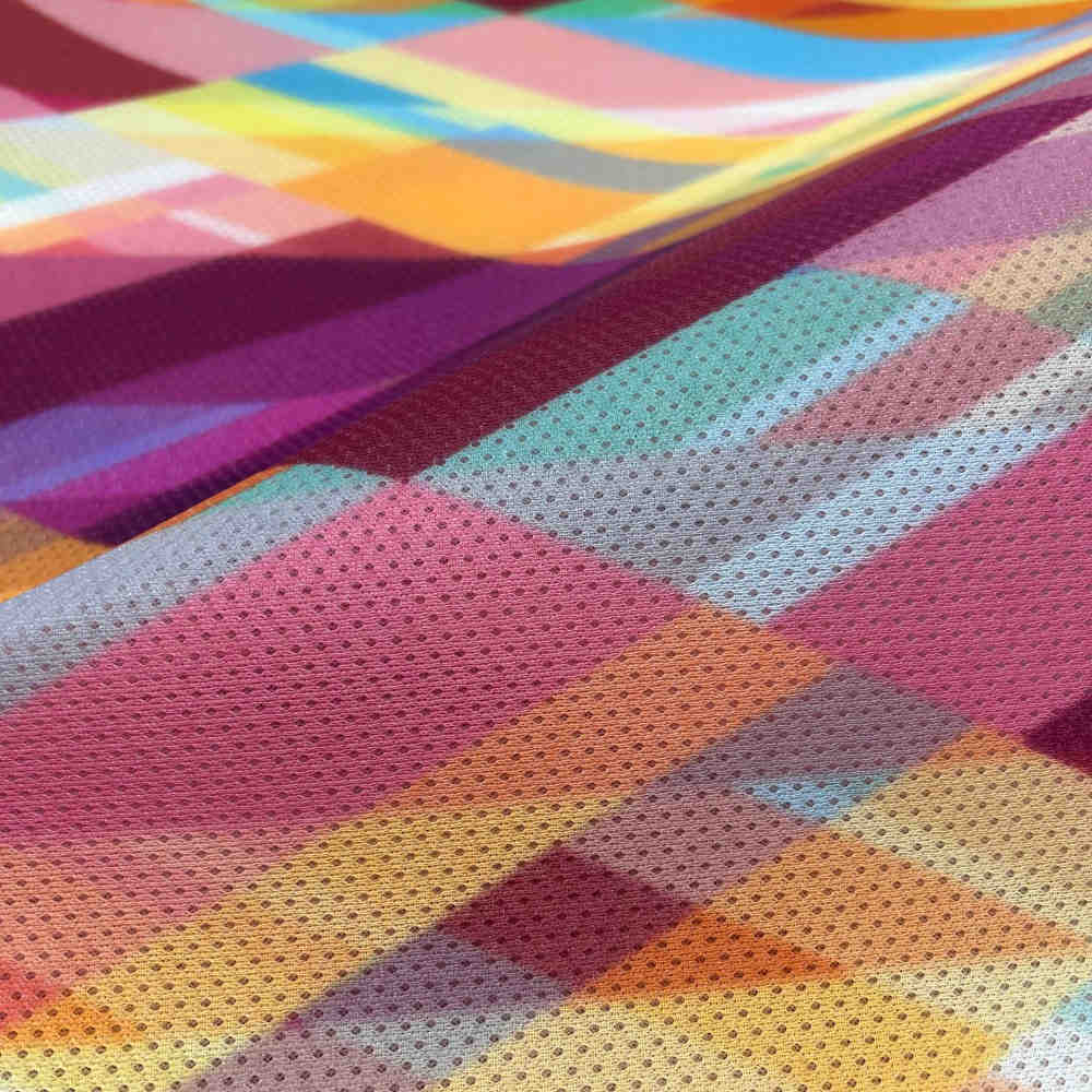 Tissu maille 3D maille imprimée abstraite multicolore
