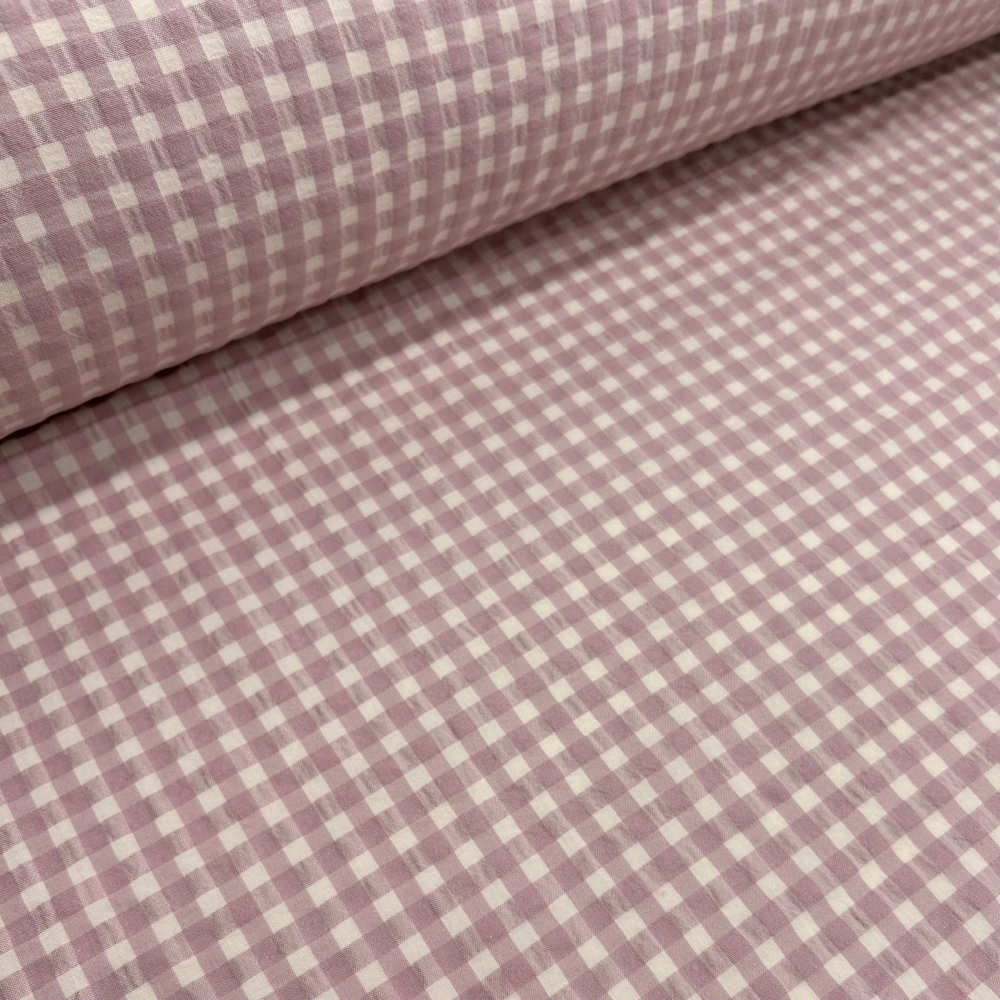 dusty pink gingham seersucker fabric