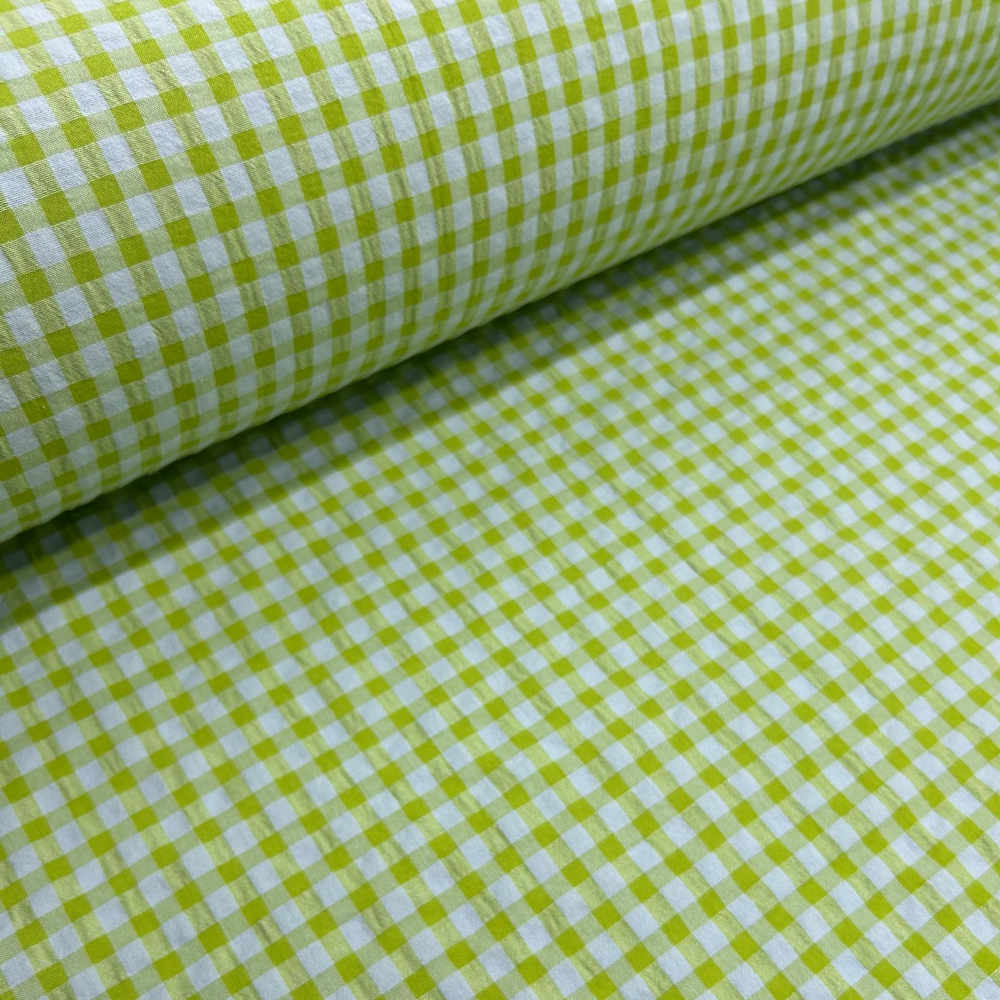pistachio green gingham seersucker fabric